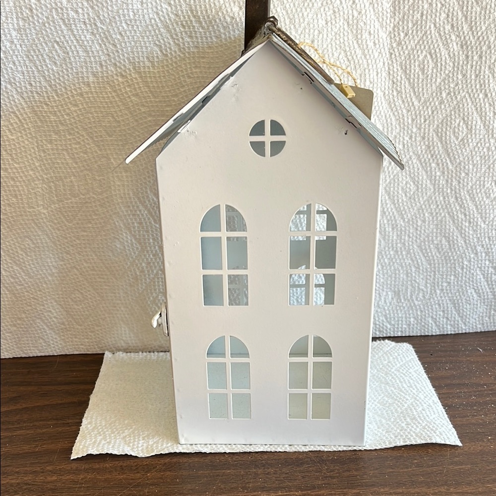 White Metal House Lantern